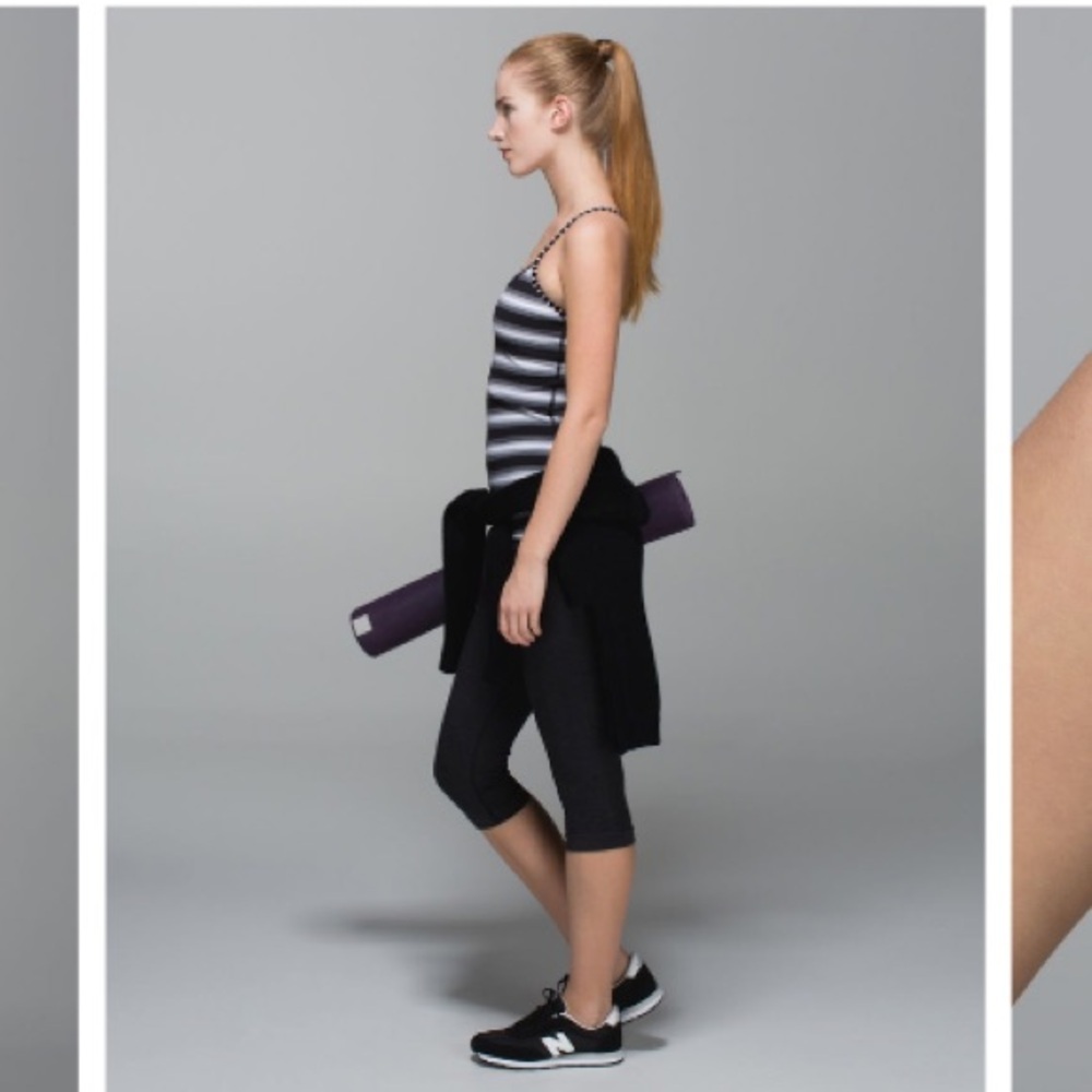 Lululemon athletica Women’s Power Y Work Out Tank Capilano Stripe Black White - Picture 3 of 15